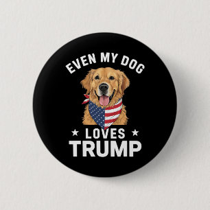 Even My Dog Loves Trump Usa Flag Bandana 2 Inch Round Button