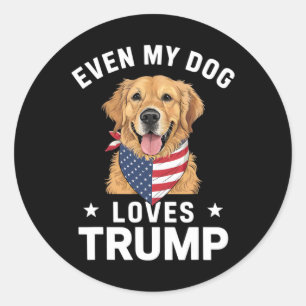 Even My Dog Loves Trump Usa Flag Bandana Classic Round Sticker