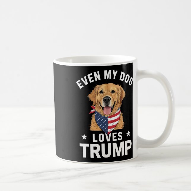Even My Dog Loves Trump Usa Flag Bandana  Coffee Mug (Right)
