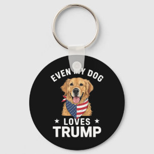 Even My Dog Loves Trump Usa Flag Bandana Keychain