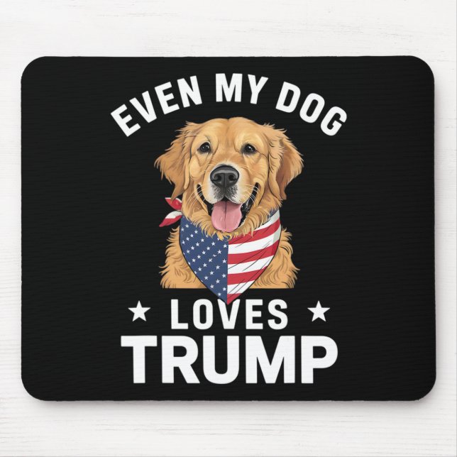 Even My Dog Loves Trump Usa Flag Bandana  Mouse Pad (Front)