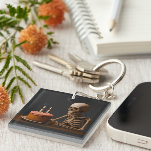 Even Skeletons Deserve a Birthday Slice Keychain