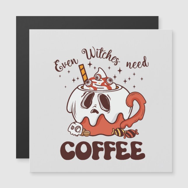 Even Witches Need Coffee – Cute Ghost (Front/Back)