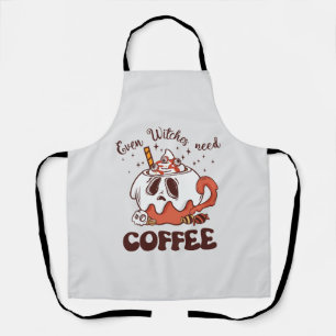 Even Witches Need Coffee – Cute Ghost Apron