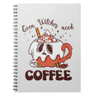 Even Witches Need Coffee – Cute Ghost Notebook