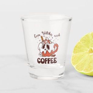 Even Witches Need Coffee – Cute Ghost Shot Glass