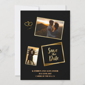 Événement Moderne Photo Save The Date Noir Et Or L