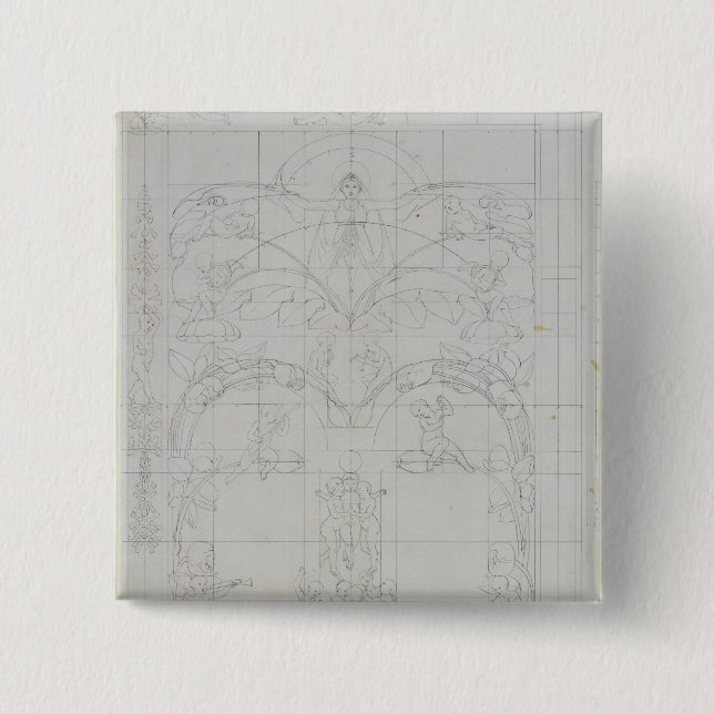Evening, 1803 2 inch square button (Front)