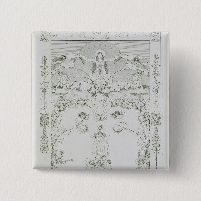 Evening, 1805 2 inch square button (Front)