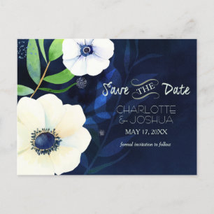 Evening Anemones Wedding Save the Date Announcement Postcard