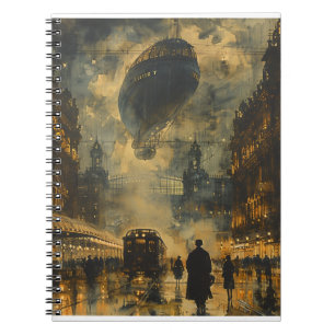 Evening Arrival – A Steampunk Street Scene Notebook