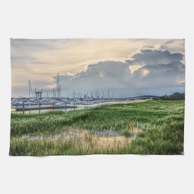 Evening At Charleston Harbour Kitchen Towel (Horizontal)