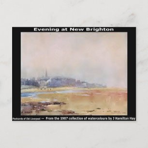 Evening at New Brighton, Wirral. Postcard