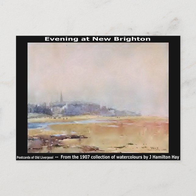 Evening at New Brighton, Wirral. Postcard (Front)