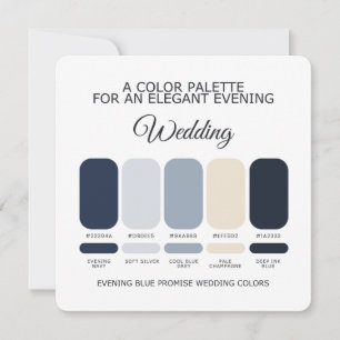 Evening Blue Wedding Colour Palette Elegant Weddin Invitation