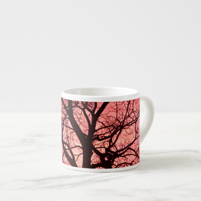 Evening Blush Tree Silhouette Espresso Cup (Front Right)