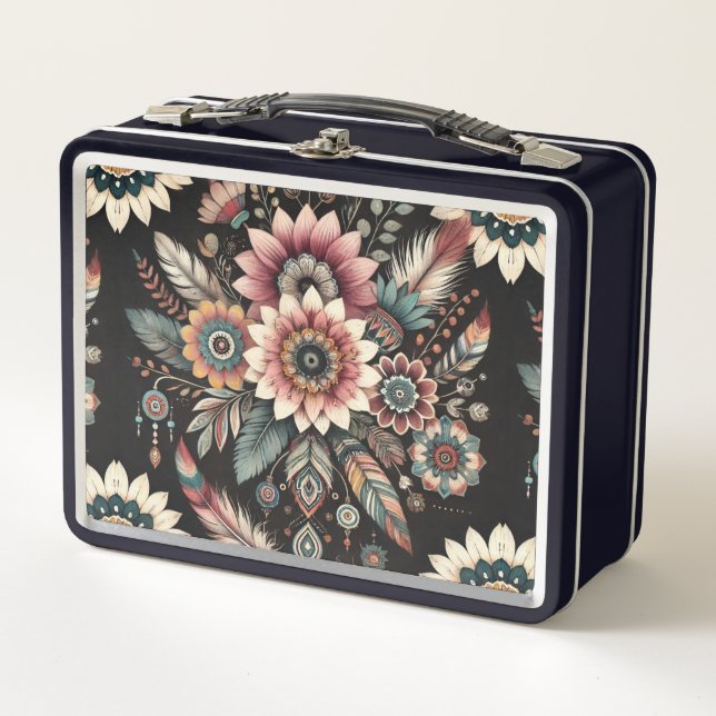 Evening Boho Blooms Metal Lunch Box (Front)