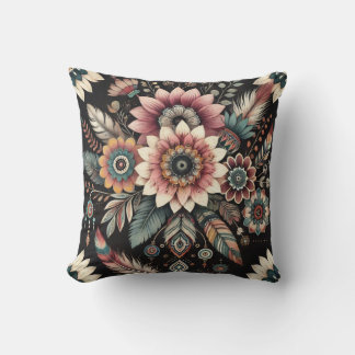 Evening Boho Blooms Throw Pillow