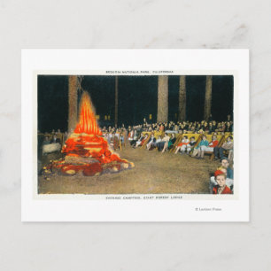 Evening Bonfire at Giant Forest Lodge Postcard