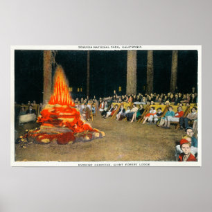 Evening Bonfire at Giant Forest Lodge Poster