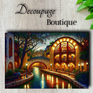 Evening Canal Cityscape Decoupage Tissue Paper