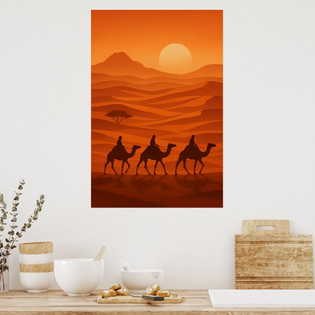 "Evening Caravan | Desert Silhouette Wall Art (Kitchen)