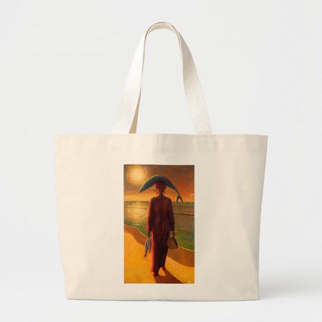 Evening Catch Large Tote Bag (Front)