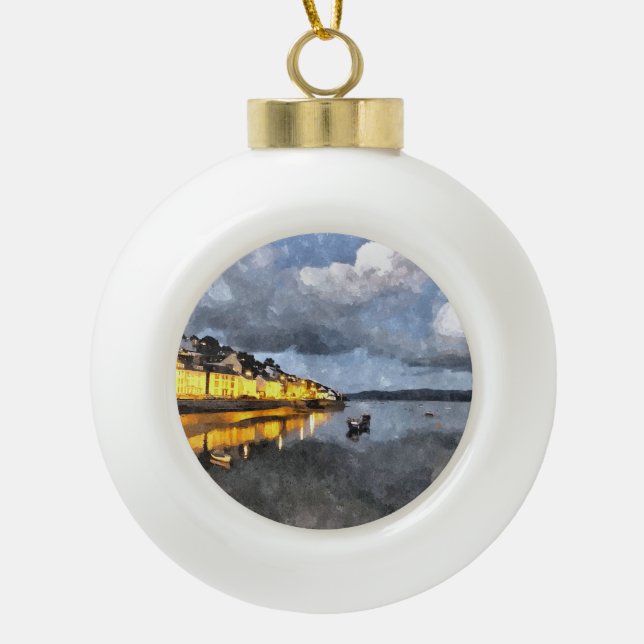 EVENING CERAMIC BALL CHRISTMAS ORNAMENT (Front)