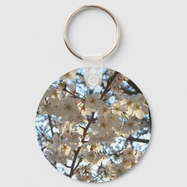 Evening Cherry Blossoms I Spring Floral Keychain (Front)
