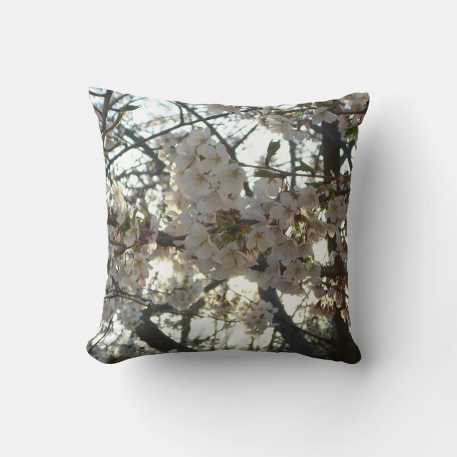 Evening Cherry Blossoms II Spring Sunset Throw Pillow (Front)