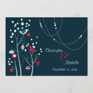 Evening Christmas Winter Birds Wedding Invitation