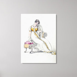 Evening dress or wedding dress, fashion plate from canvas print