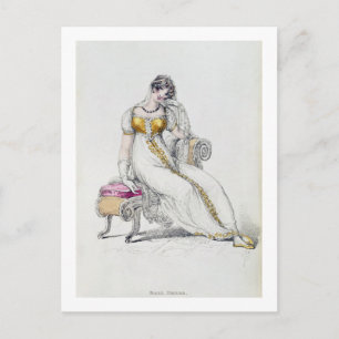 Evening dress or wedding dress, fashion plate from postcard