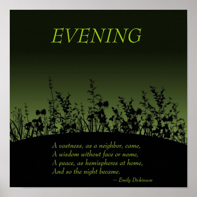 Evening; Emily Dickinson Poster (Front)