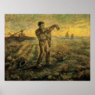 Evening - End of the Day by Vincent van Gogh Poster