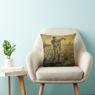 Evening - End of the Day by Vincent van Gogh Throw Pillow