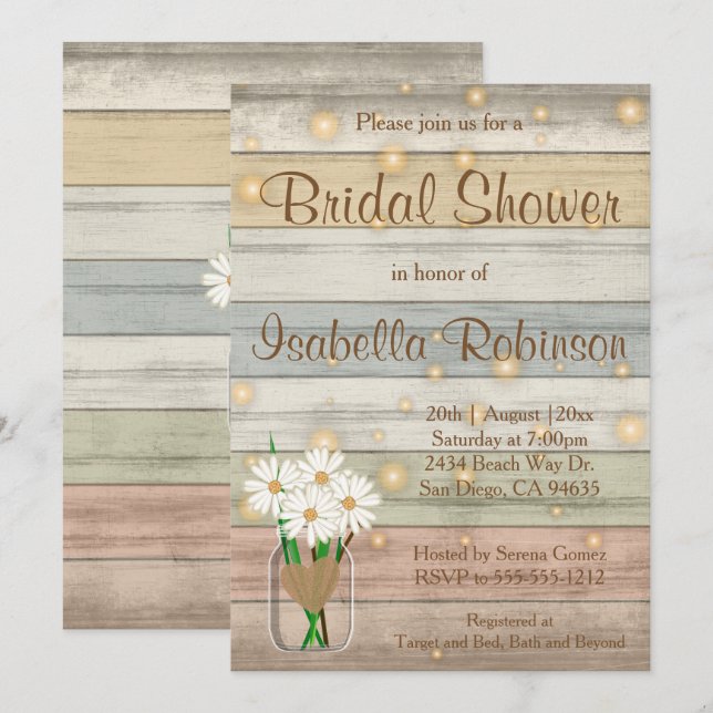 Evening Firefly Bridal Shower Design Invitation (Front/Back)