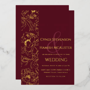 Evening Floral Burgundy Wedding Foil