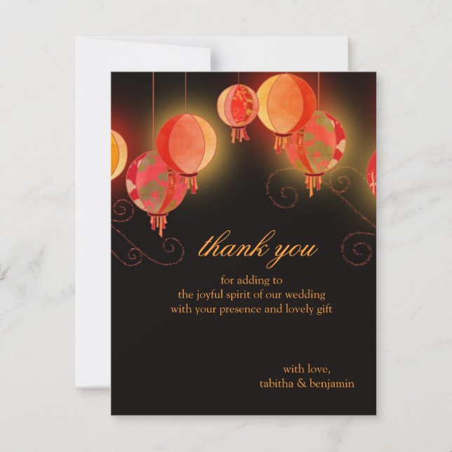 Evening Garden Paper Lanterns Wedding Thank You (Front)