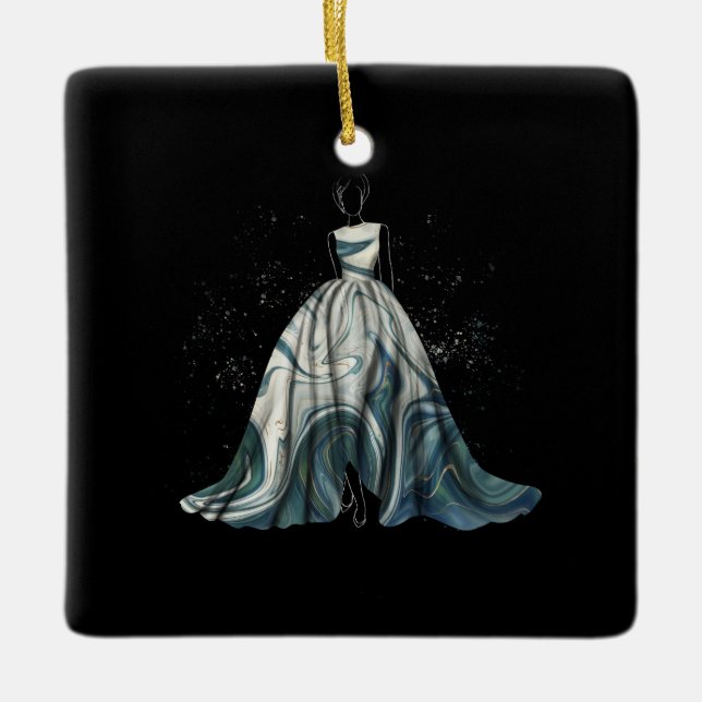 Evening Gown Fashion Illustration # Ceramic Ornament (Front)