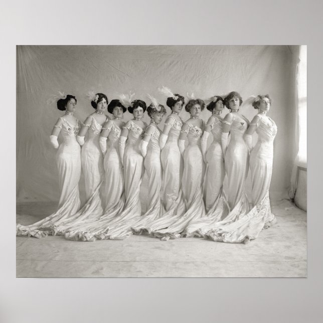 Evening Gowns, 1910. Vintage Photo Poster (Front)