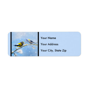 Evening Grosbeak Painting - Cute Original Dog Art