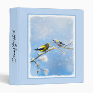 Evening Grosbeak Painting - Cute Original Dog Art Binder