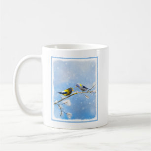 Evening Grosbeak Painting - Cute Original Dog Art Coffee Mug