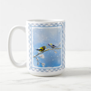 Evening Grosbeak Painting - Cute Original Dog Art Coffee Mug