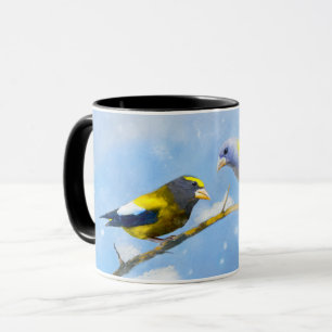 Evening Grosbeak Painting - Cute Original Dog Art Mug