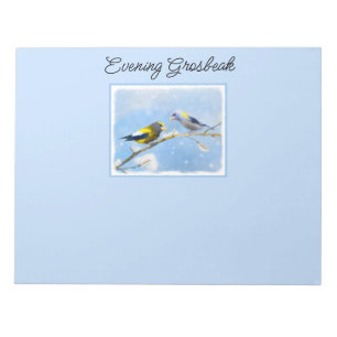 Evening Grosbeak Painting - Cute Original Dog Art Notepad