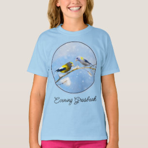 Evening Grosbeak Painting - Cute Original Dog Art T-Shirt