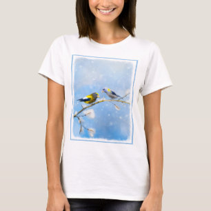 Evening Grosbeak Painting - Cute Original Dog Art T-Shirt