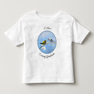 Evening Grosbeak Painting - Cute Original Dog Art Toddler T-shirt